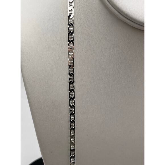 Sterling Silver 925 Italy Designer *1117 W Stamp Mariner Link Chain Necklace 24” - Picture 8 of 10